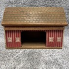 Vintage Handmade Wooden Toy Barn W  Plastic Farm Animals Primitive Folk Art Mcm