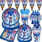 Sonic Tableware Set Plates Cups Banner Kids Birthday Party Balloons Decorations