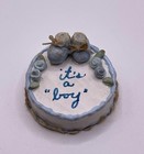 Vintage Unique Dollhouse Miniature Boy Blue Gender Cake Tiny Figurine    
