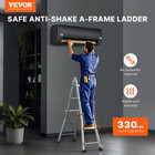 Telescoping Ladder A Frame  9 5 Ft  Compact Aluminum Extension Ladder Collapsibl