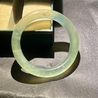 Antique Chinese Hand Carved Highly Translucent Icy Pale White Jade Bangle 61mm