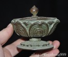 3 6 old China Ancient Dynasty Bronze Fushou Lotus Incense Burner Censer Statue