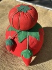 Vintage Tomato Strawberry Pin Cushions Sewing Crafts Retro Grandma Lot 2
