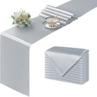 12pcs Satin Silver Table Runner - 12 X 108 Inch Long Size  Party Table Runner   