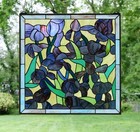 24  X 24  Tiffany Style Stained Glass Iris Window Panel