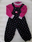 Vintage Oshkosh B gosh Floral Corduroy Overalls Outfit Girls Size 3t Magenta 80s