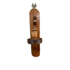 Vintage Mid Century Modern Wood Wall Sconce Taper Candle Holder Rustic Mcm Decor