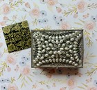 Christian Siriano Jewelry Trinket Box Silver Faux Pearl Diamond Hinged Lid