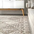 Nuloom Transitional Vintage Geometric Tiles Area Rug In Beige  Ivory