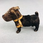 Vtg Scottie Dog Toy Fur Cloth Over Metal Leather Harness No Key Scottish Terrier