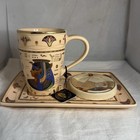 3 Piece Egyptian Themed Pharaoh Tea Set Nefertiti Tutankhamen Fathy Mahmoud New