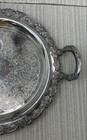 Vintage Oneida Silver Plated 15    Ornate Round Tray With Handles  Beautiful Tray