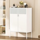 Metal Accent Storage Cabinet With Adjustable Shelves And Air Vent Doors For Home