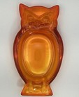 Viking Owl Art Glass Orange Persimmon Ashtray Spoon Rest Trinket Dish Mcm Vtg