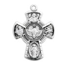 Sterling Silver Holy Spirit 4-way Medal Maltese Cross Design Pendant Necklace