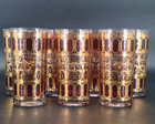 Vintage Culver Cocktail Glasses  Cranberry Scroll 22k Set Of 7 Gold Highball Bar