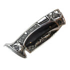Theboneedge 9  Black Pakkawood Handle Engraved Design Folding Knife 3cr13 Stain
