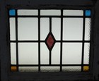 Geometrical Old English Leaded Stained Glass Window 20 5  X 16 75 