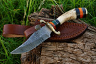 Custom Made Hand Forged Damascus 10  Hunting bowie Knife Stag antler Handle 1441