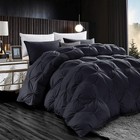 Comforter Super King 120x120 Goose Down Pinch Pleat Black 85oz Luxurious Feather
