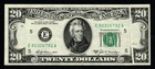 1969a  20 Gutter Fold Error Beautiful Au  unc Federal Reserve Note 