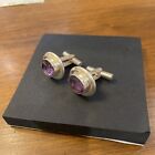 Fantastic Sterling Silver And Faceted Amethyst Cuff Links
