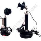Vintage Brass   Iron Candlestick Telephone Antique Style Rotary Dial Desk Phone 