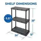 Gracious Living 3 Shelf Knect-a-shelf Fixed Height Light Duty Storage Unit black