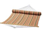 13 Ft  Quilted Reversible Hammock In Orange Stripe With Matching Pillow