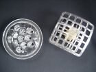 Lot Of 2 Vintage Flower Holders Frogs Glass Domed   Clear Plastic Squarew  Holes