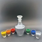 Vintage Mcm Mini Liquor Decanter 6 Shot Glasses Retro Houndstooth France