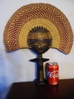 African Large Wood Carved Akuaba Hand Fertility Fan Doll-4 Good Luck
