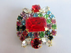 Outstanding  Czech Vintage Style Glass Rhinestone Button   Multicolors W c Red