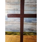 Handmade Wooden 1950s Alter Cross Dark Brown Religious Decor