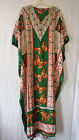Women African Drawstring Maxi Kaftan Dress Dashiki Boho Hippie Green Free Size 