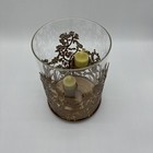 Party Light Glass Candle Holder With Metal Flora