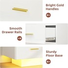 Modern 9 Drawer Dresser With Led Light - White Wooden Chest For Bedroom   Living