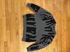 Men s L Gray black Abstract Knit Crew Neck Pullover Sweater Long Sleeve