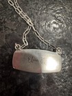 Kingman Silver Plated Signed Turquoise Bar Pendant Necklace 18  Link Chain
