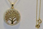 1 60ctw Round Cut Moissanite Tree Life Pendant 14k Yellow Gold Plated 18  Chain