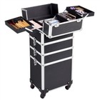 Rolling Makeup Case Aluminum Salon Cosmetic Train Trolley 4 Wheeled Organizer