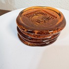 Set Of 5  Amber Coasters Viking Style Glass Vintage