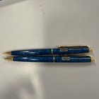 Waterman Paris  Blue Marble Ballpoint Pen Pencil Set  Marked Hubbell Electrical