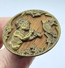 Antique Victorian Brass   Wood Flute Player W  Song Bird