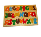 Vintage Fisher Price Wooden Puzzle Lot Of 4 Dino Dog Puppy School Bus Alphabet