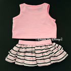 Build-a-bear Pink   Brown Heart Tank Top  Striped Skirt Teddy Clothes Outfit