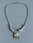 Antique Vintage Sterling Silver 925 Handmade Necklace Turquoise Unique Rare