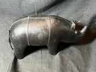 Small Miniature Rhino Rhinoceros Animal Sewn Leather Art Statue Figure Doorstop