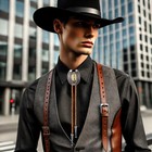 Western Cowboy Vintage Rodeo Az Initial Letter Bolo Tie Men H