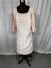 Antique Nightgown Pink Bust 42 Long W long Sleeves Cotton Blend Original 1940